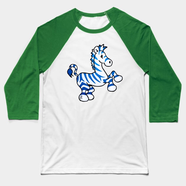 Blue zebra Baseball T-Shirt by Cardvibes